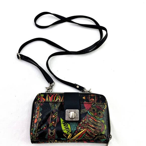 Sakroots Small 4x6" Crossbody Phone Wallet Owl Floral Zip Around Purse Bag - Picture 1 of 4